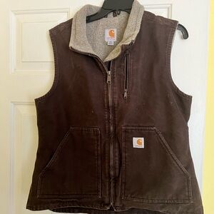 Carhartt Women’s Relaxed Fit Sherpa-Lined Vest, Brown, Size M